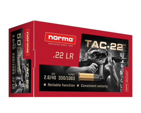 Norma Munitions TAC-22 22LR 40Gr LRN Boite De 50