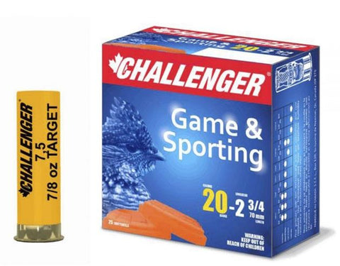 Challenger Target Load 20ga 2-3/4" #7.5 Shot 7/8oz, boîte de 25