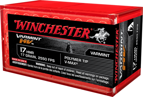 winchester 17HMR Varmint HV, pointe polymère V-Max 17 grains