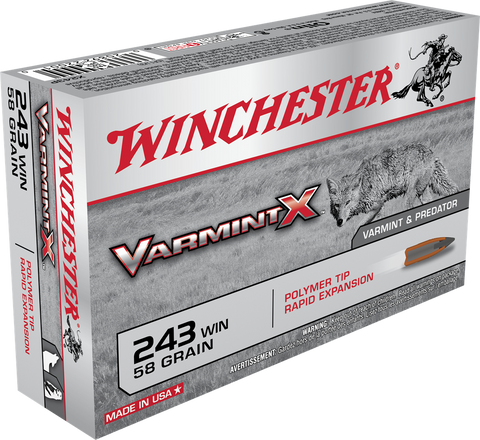 WINCHESTER 243 WIN Varmint X, Polymer Tipped 58 Grains