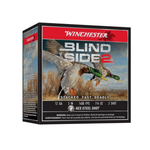 winchester Blind Side 12ga 3" #2 Steel 1-3/8oz, Hex Shot