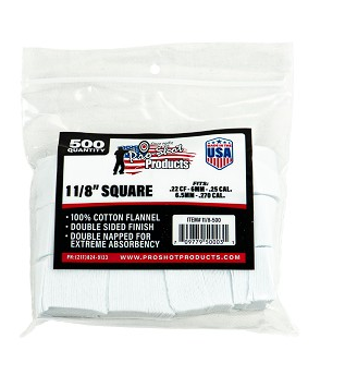 pro-shot .22-.270 Cal. - 1 1/8" carré 500ct cleaning pads