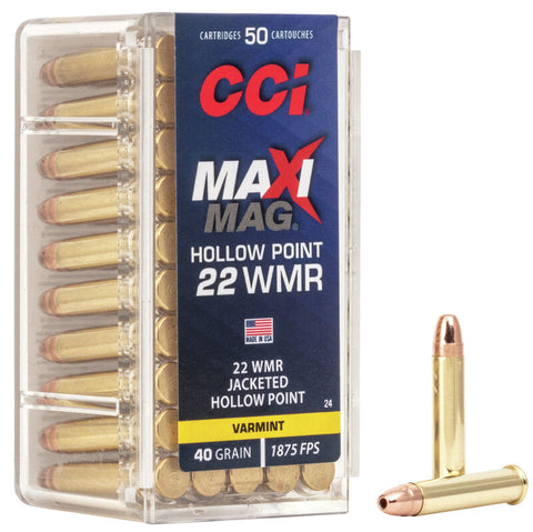 cci Maxi-Mag HP 22 WMR hollow point jacketed 40 grain
