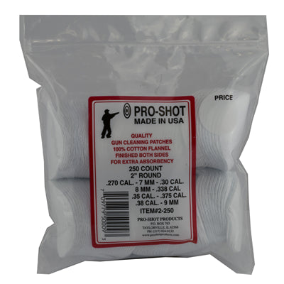 pro-shot .270-.38 Cal. Patchs ronds de 2 "de 250 points cleaning patches