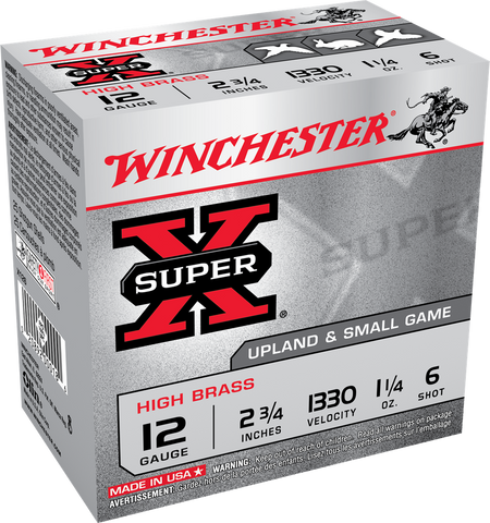 WINCHESTER Super X High Brass 12 Ga 2-3/4″ 1-1/4Oz #6 Shot