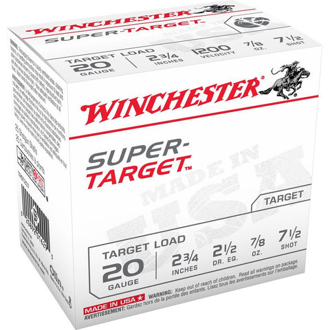 winchester Super Target 20 Gauge 2-3/4" #7.5 Shot, 7/8 Oz